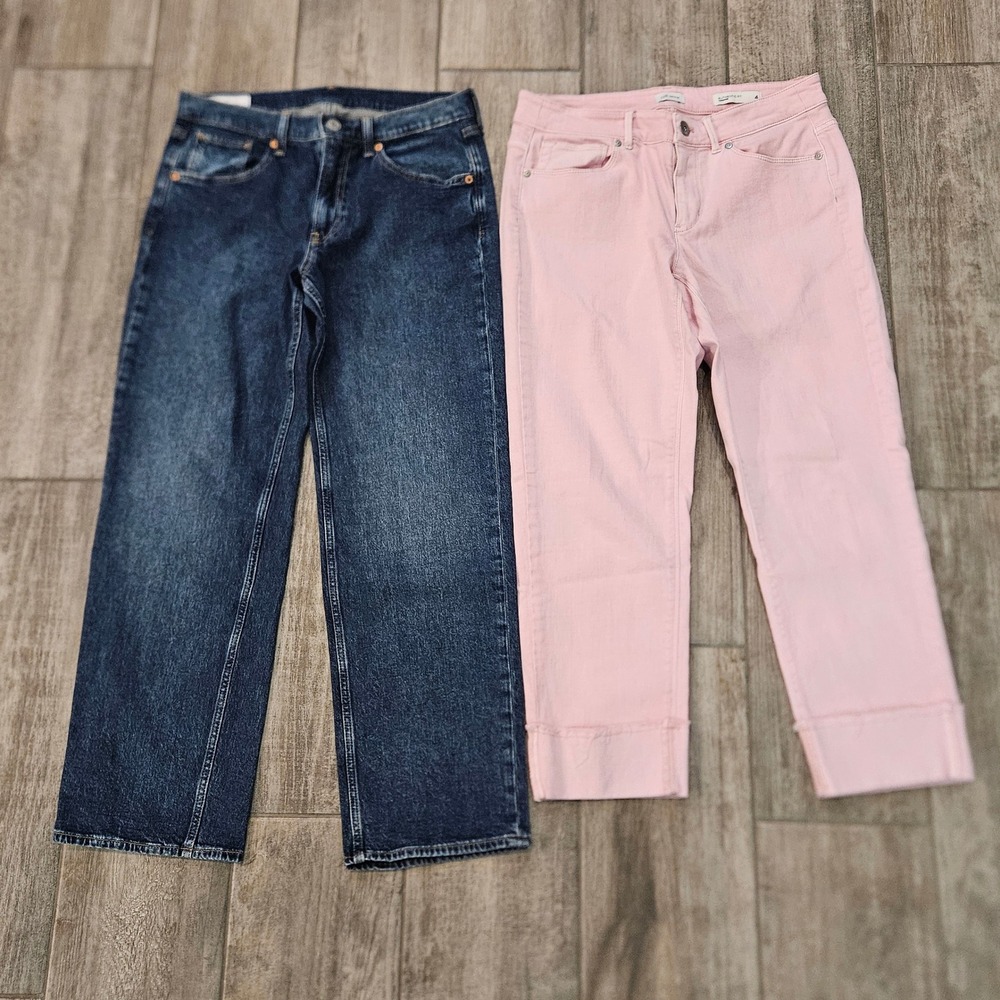 Gap J.Jill Jeans Size 4 27  Lot of 2 90s Loose Cropped Pink Pastel Casual Denim